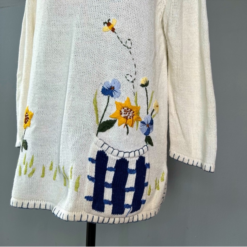 Vintage Style Studio Floral Embroidered Knit Sweater - Picture 7 of 7